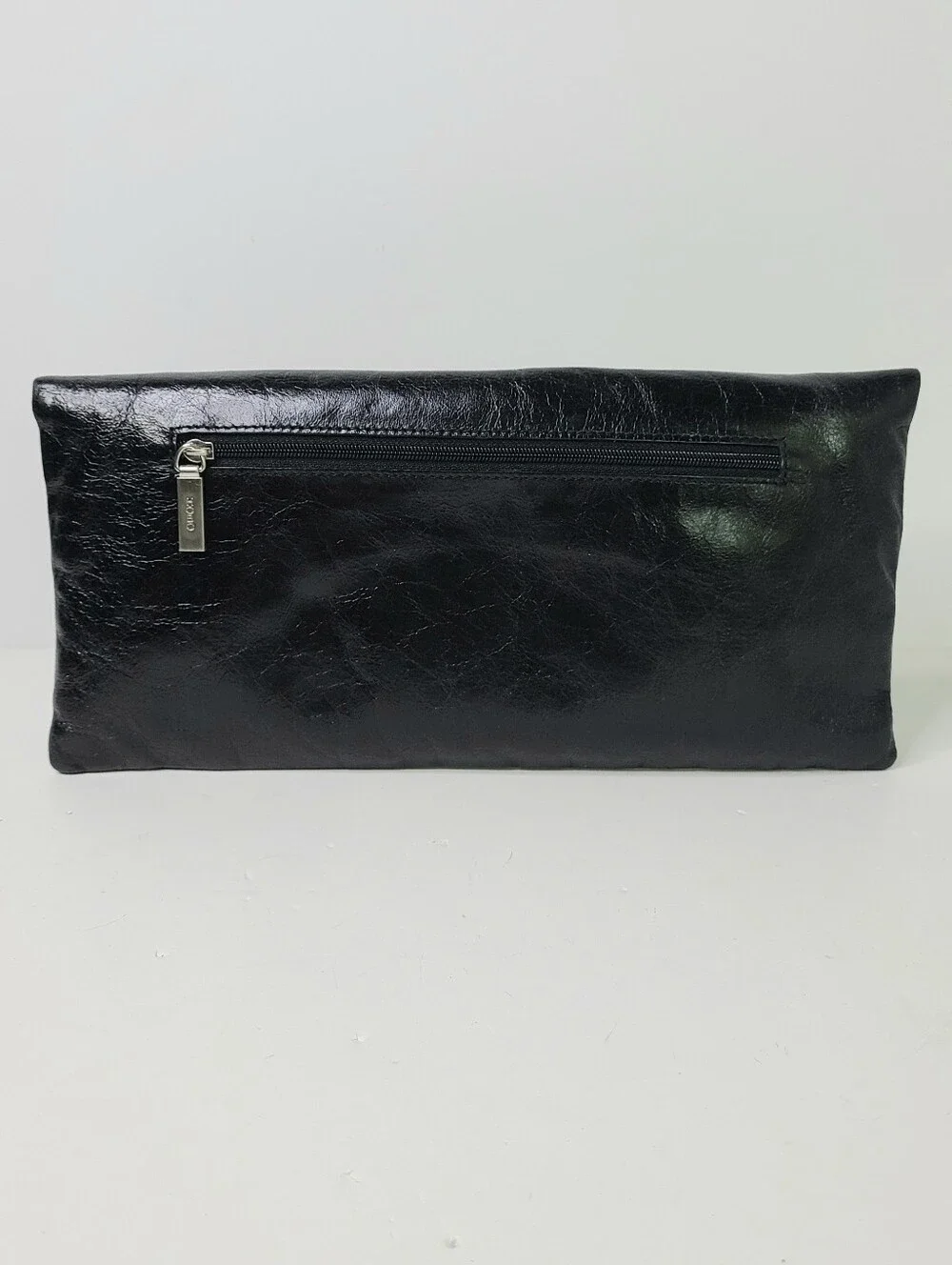 HOBO International Black Genuine Leather Ruffle Clutch Bag